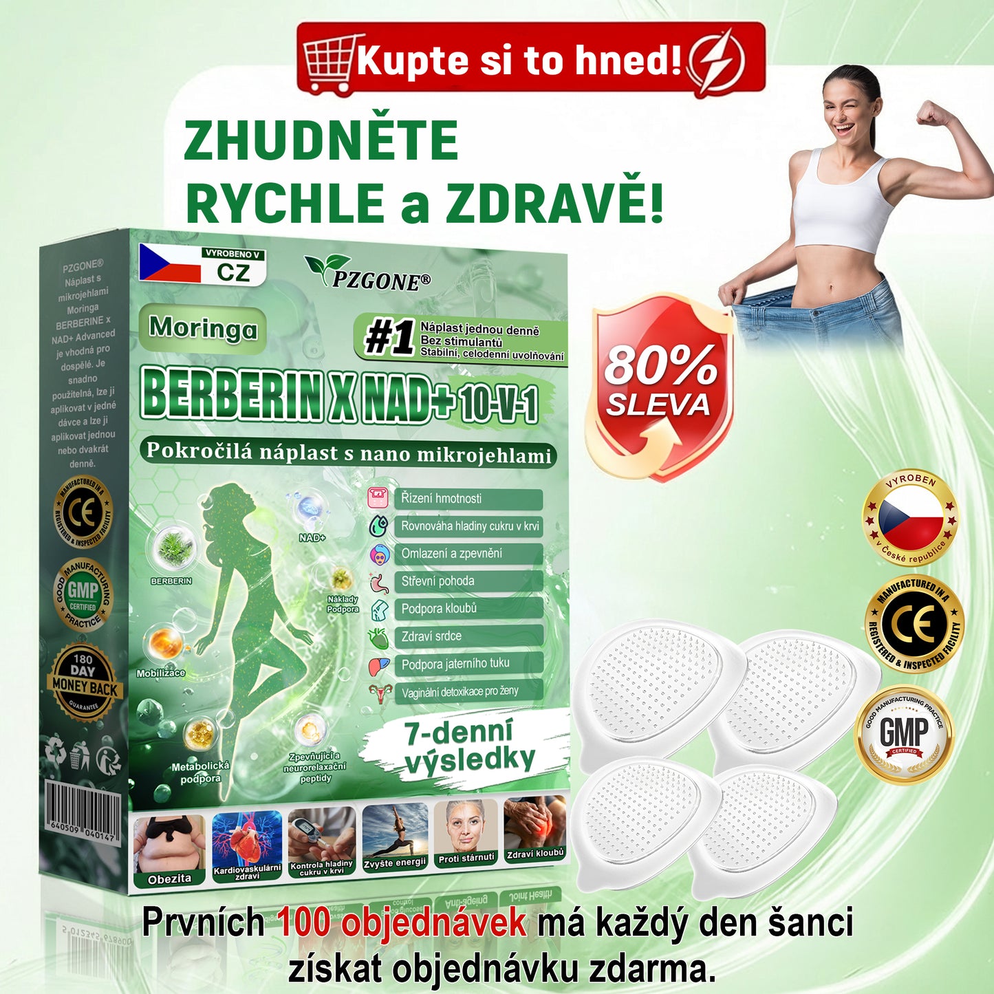 🔥 Speciální nabídka – ⚡sleva 40 % jen dnes! 🏥 𝐏𝐙𝐆𝐎𝐍𝐄® 10-in-1 nano mikrojihlová náplast 🍃 Podpora metabolismu · energie · rovnováhy ⏰ Nezmeškejte – přidejte do košíku nyní!